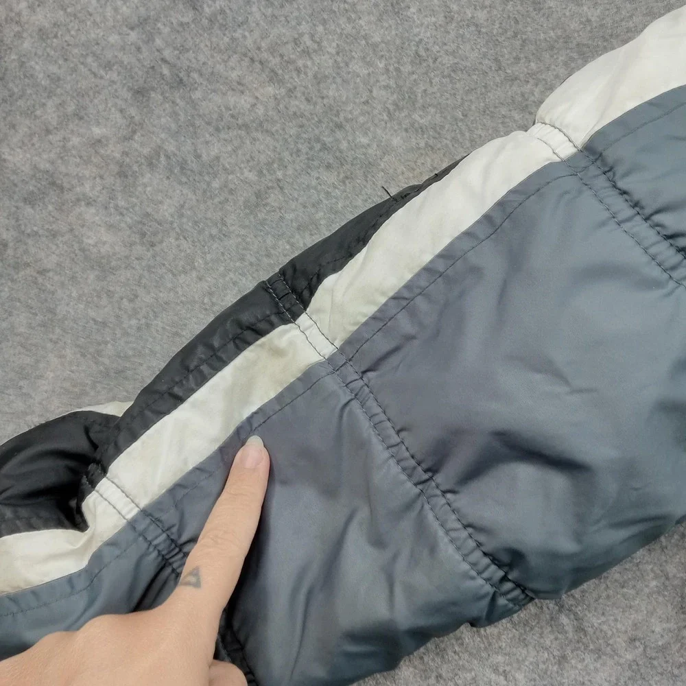 Jordan Jacket Boys Medium 10-12 Yrs Gray Hooded Puffer Coat‎ Stripe Sleeve Logo